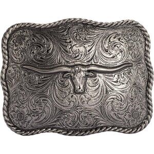 🆕Unisex Silver Western Cowboy Belt Buckle - Texas Bull Skull Belt Buckle